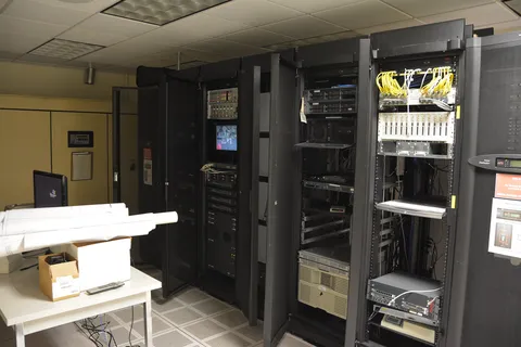 Rows of server racks in a data centre