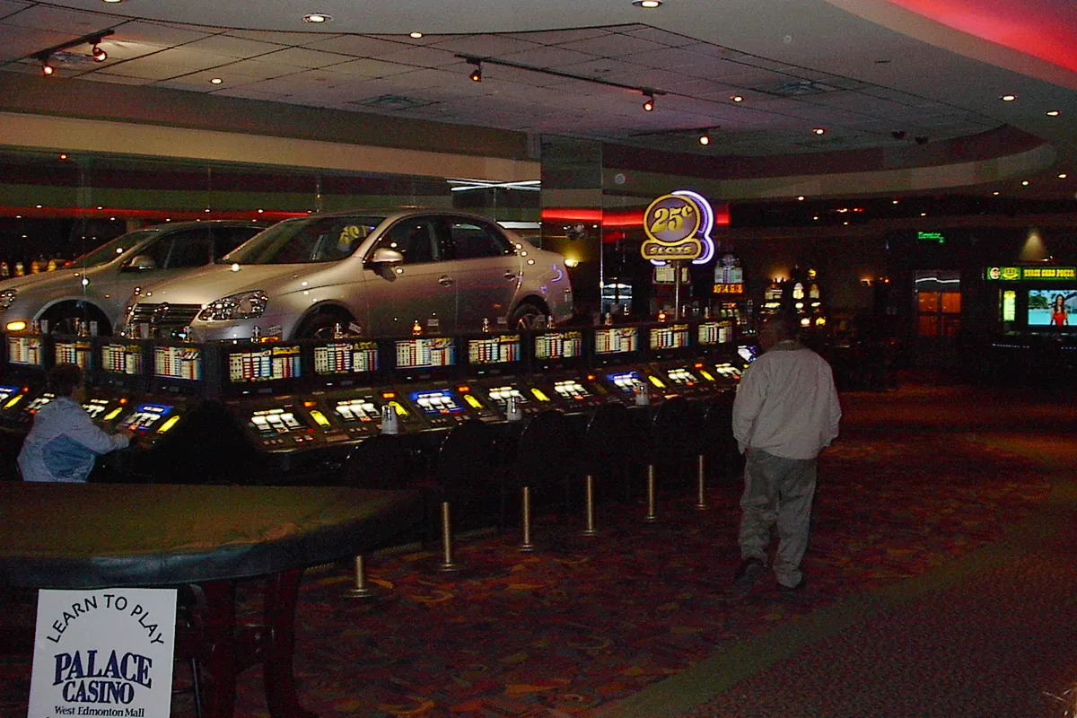 Rows of poker machines on a casino gaming floor