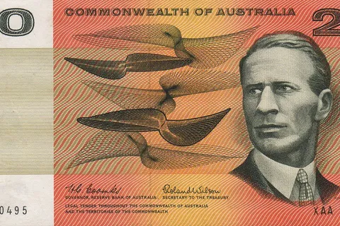 Old Australian twenty dollar note from the original paper series