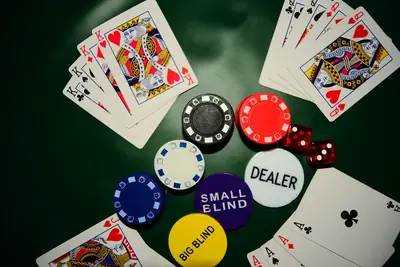 Dice and chips on a casino table