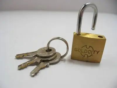 Brass padlock with keys