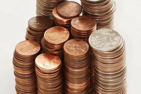 Stacks of coins growing in height