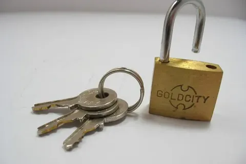 Brass padlock with keys