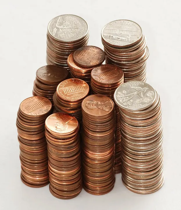 Stacks of coins growing in height