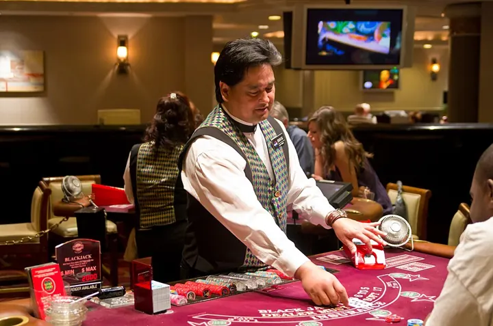 Croupier at a casino table