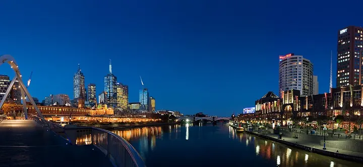 Melbourne skyline over the Yarra at twilight